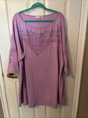 eshakti Lavender Embroidered Tunic Top